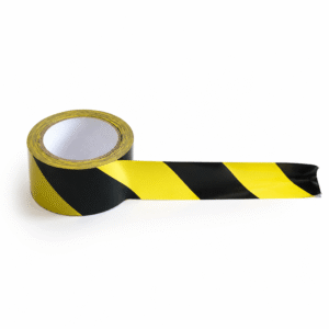 Yellow and black hazard floor tape roll